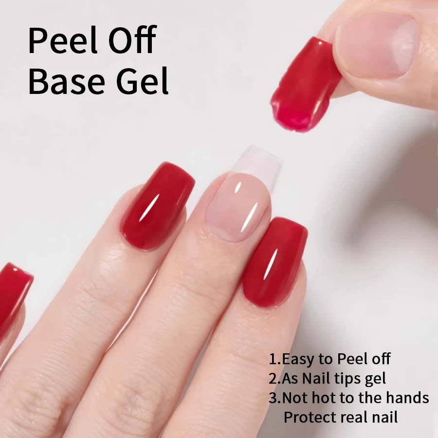 RS NAIL Peel Off Base Coat Long Wear Semi Permanent Function Nail Gel No Need Remover Peelable Soft Pratice Gel for Protect Care