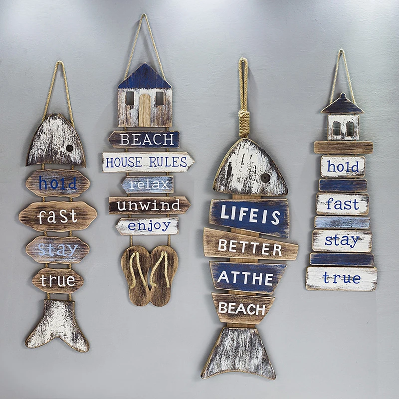 

Welcome Sign Beach Decor Wooden Anchor Sailboat Hanging Nautical Wall Art Decor Door Wall Plaque Home Bar Sea Decoration Vintage