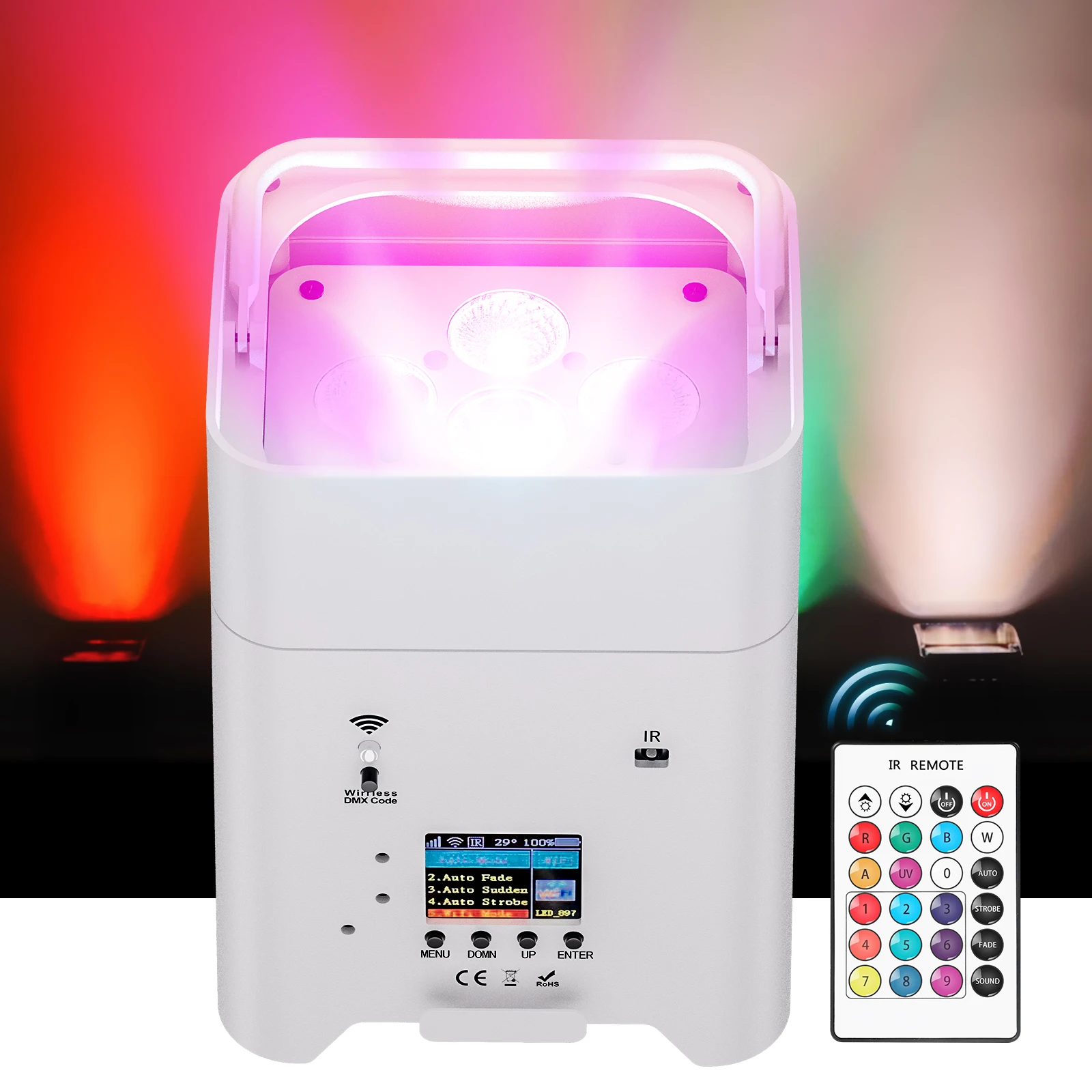 108W Rechargeable  Wireless Battery Remote Control WiFi Par Light Wash Light 6PCS 18W RGBWA+UV Six-in-one Par Light for Stage 4 18w rgbwa uv wireless dmx uplighting battery operate wifi