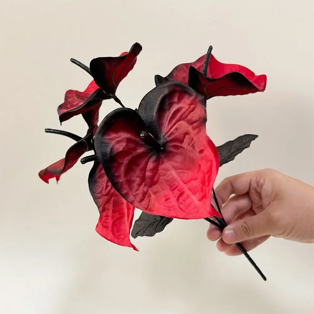 Halloween Artificial Anthurium Silk DIY Faux Red Palm Accessories Photo Props Calla Lily Artificial Flower Flower Arrangement