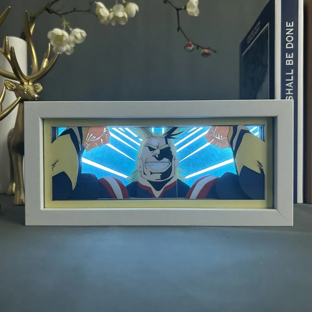 

My Hero Academia All Might Face for Bedroom Decor Manga Paper Cut 3d LED Night Light Lamp MHA Lightbox Eye Anime Light Box