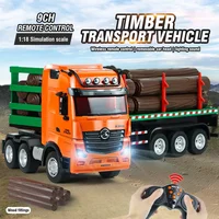 HUINA RC Wood Transporter Truck 1/18 9CH Semi Trailer Sound Light Remote Control Engineering Vehicle Detachable Body Kids Toys 2