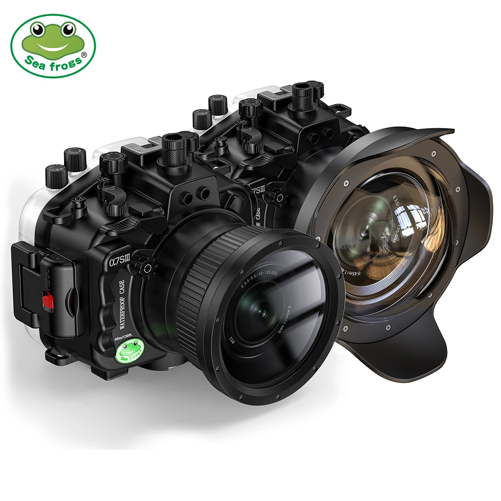 Seafrogs 스쿠버 다이빙 카메라 케이스 커버,  A7S III 수중 사진 장비 카메라 하우징, 광각 렌즈 포함