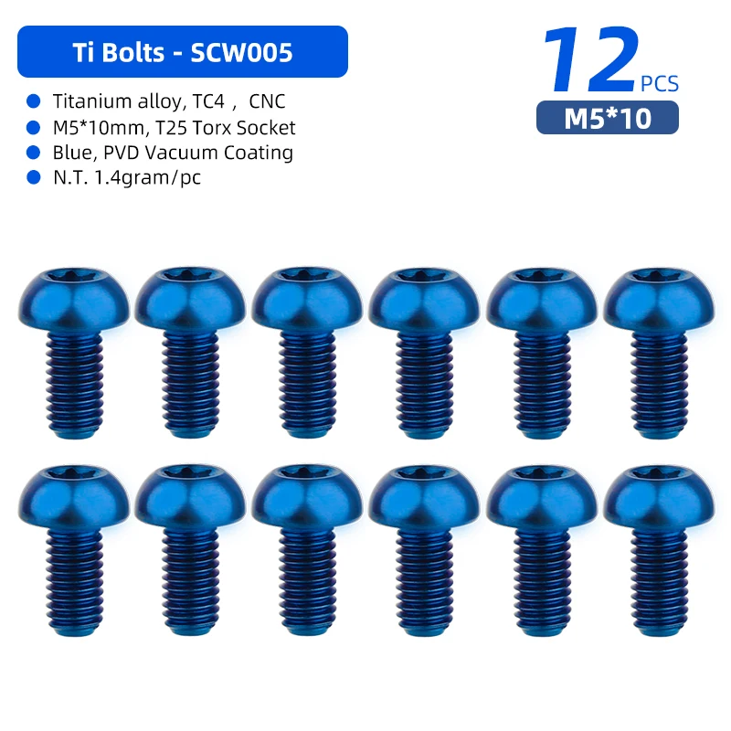 12 Viti Freno A Disco Bicicletta M5x10mm - Acciaio T25, Oro, Per MTB E Bici Da Strada, Compatibili Con Shimano/SRAM - Foto 2