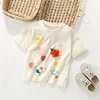 Jumping Meters 3-8T Flowers Kids Tees Hot Selling Cotton Summer Girls Tshirts Baby Clothes Children's Tees Tops 2