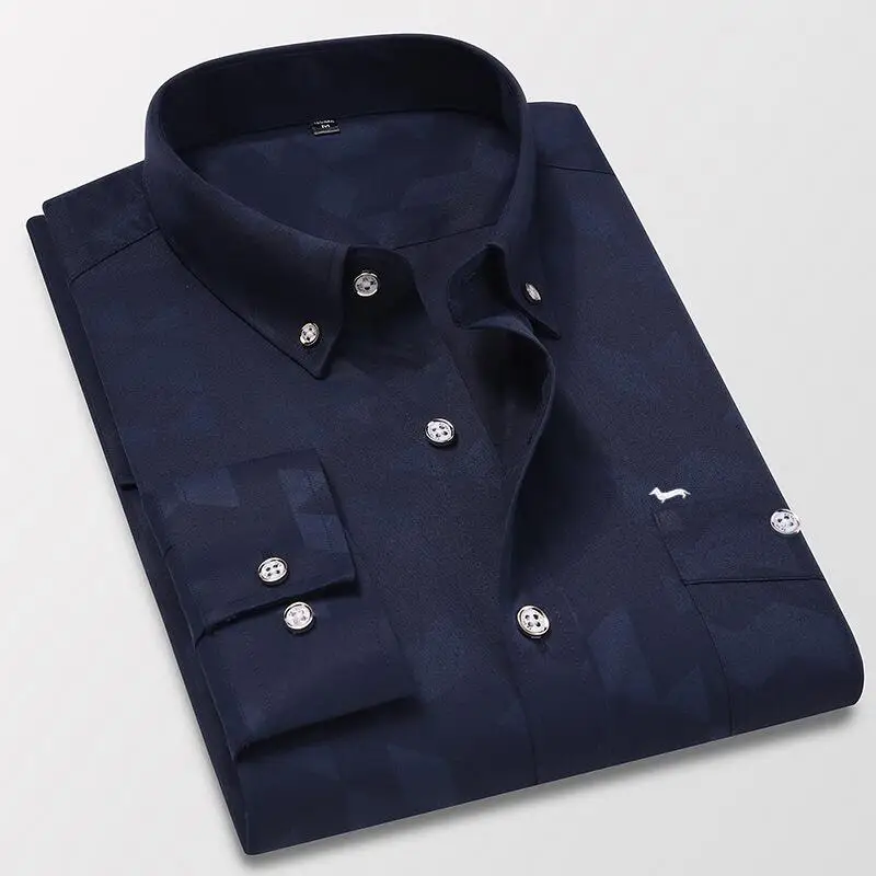 Dress Shirts Men Business Long Sleeve Slim Fit