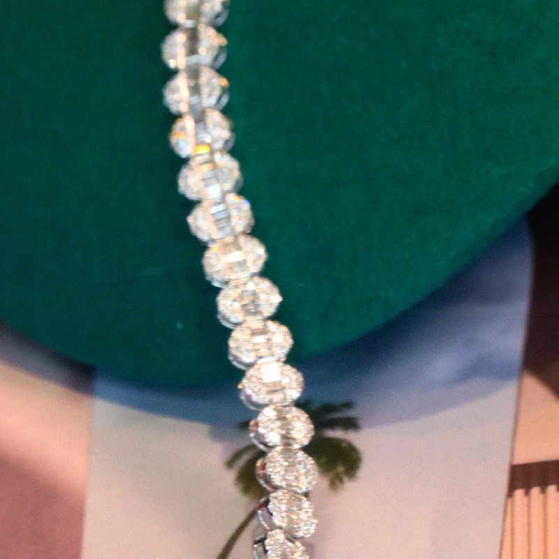 S99d3e679496b455cbf2f258615c18d1ch Aazuo 18K Premium Jewelry White Gold Natural Diamond 3.5ct Oval Shape Bracelet For Woman Upscale Trendy Wedding Engagement Party