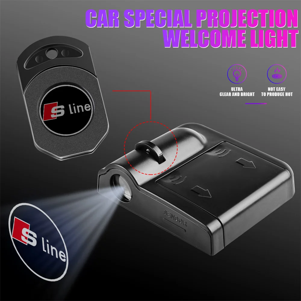 1/2/4PCS Car Door Welcome Light Led HD Projector Lamp For Audi SLINE A3 A4 B8 QUTTRO 8P 8V A6 C7 A5 Q5 B7 B6 B9 RS Q3 Q7 S3 S4