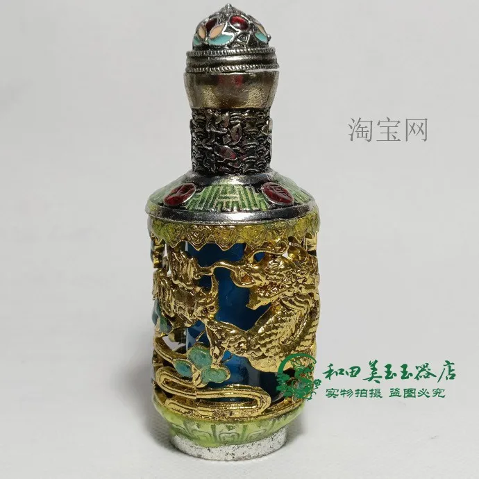 

Folk characteristic craftsmanship, pure copper hollow out dragon antique, old-fashioned snuff bottle, gift decoration, small