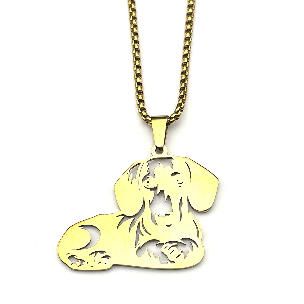 Silver Dachshund Dog Pendant Necklace - Stainless Steel Fashion Jewelry