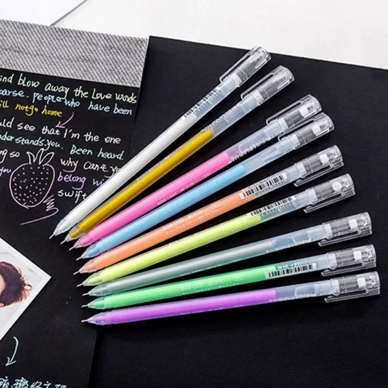 Gel Pens 9Pcs/set 0.6mm White Gold Silver Ink Color Photo Album Gel Pen Stationery Office Cute Scrapbooking Large Capacity Pen for Kids