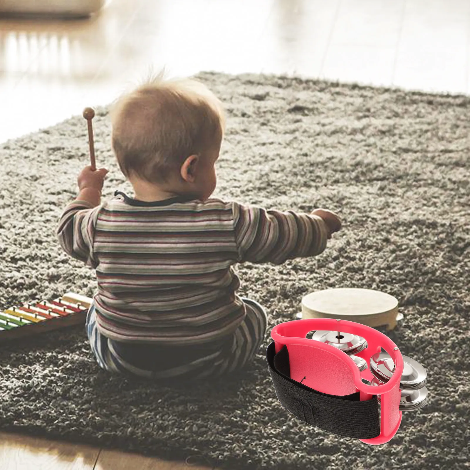 성인 및 어린이용 풋 탬버린 타악기, 리듬 연주, 음악 교육, 공연용