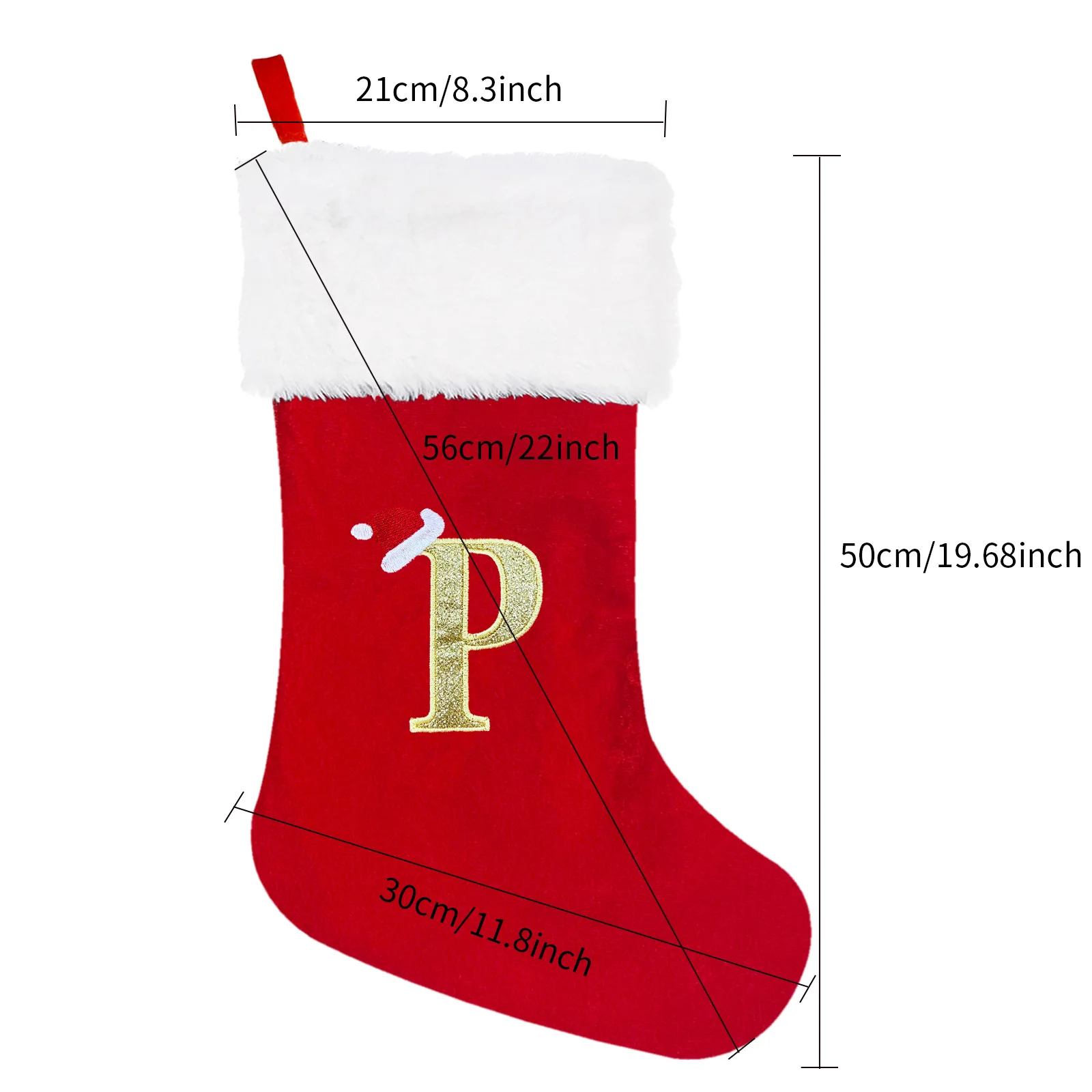 Christmas Stockings 50cm Embroidered Monogram Xmas Sock Holiday Family Stocking for Christmas Fireplace Party Decoration