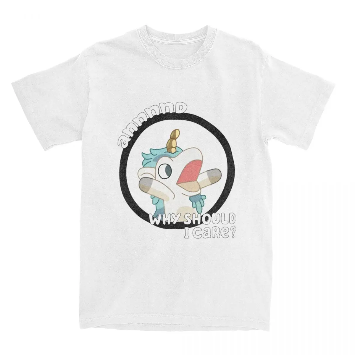 Whimsical Blue Unicorn Graphic Cotton T-Shirt - Casual Beach Novelty Short Sleeve Tee