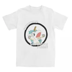 Whimsical Blue Unicorn Graphic Cotton T - Shirt - Casual Beach Novelty Short Sleeve Tee - M (WHITE)