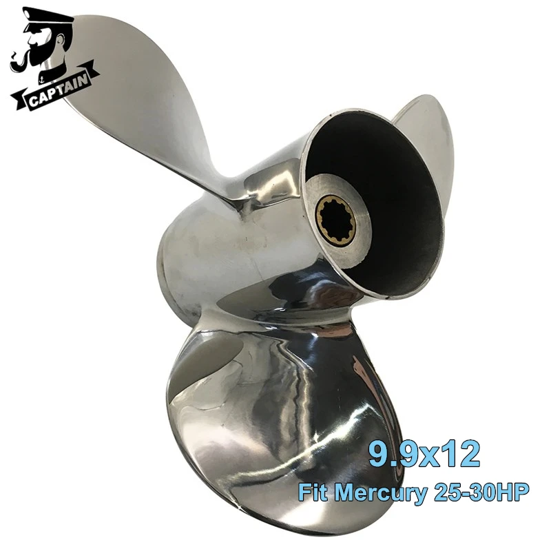 

Captain Propeller 9.9X12 Fit Mercury Outboard Engines 25 HP 28HP 30HP Stainless Steel Mercury Propeller Boat 3 Blade3 10 Tooth