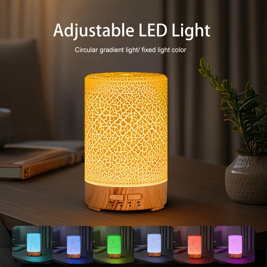 150 ml diffuser voor etherische oliën met crackdesign, USB-voeding, 7 kleuren LED-verlichting, ultrasone luchtbevochtiger voor de woonkamer_voghion.com