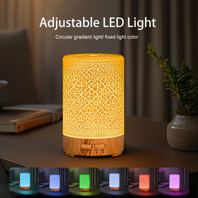150ml Crack Design Essential Oil Diffuser USB Powered with  7 Color LED Lights Ultrasonic Air Humidifier for Living Room  Office 2