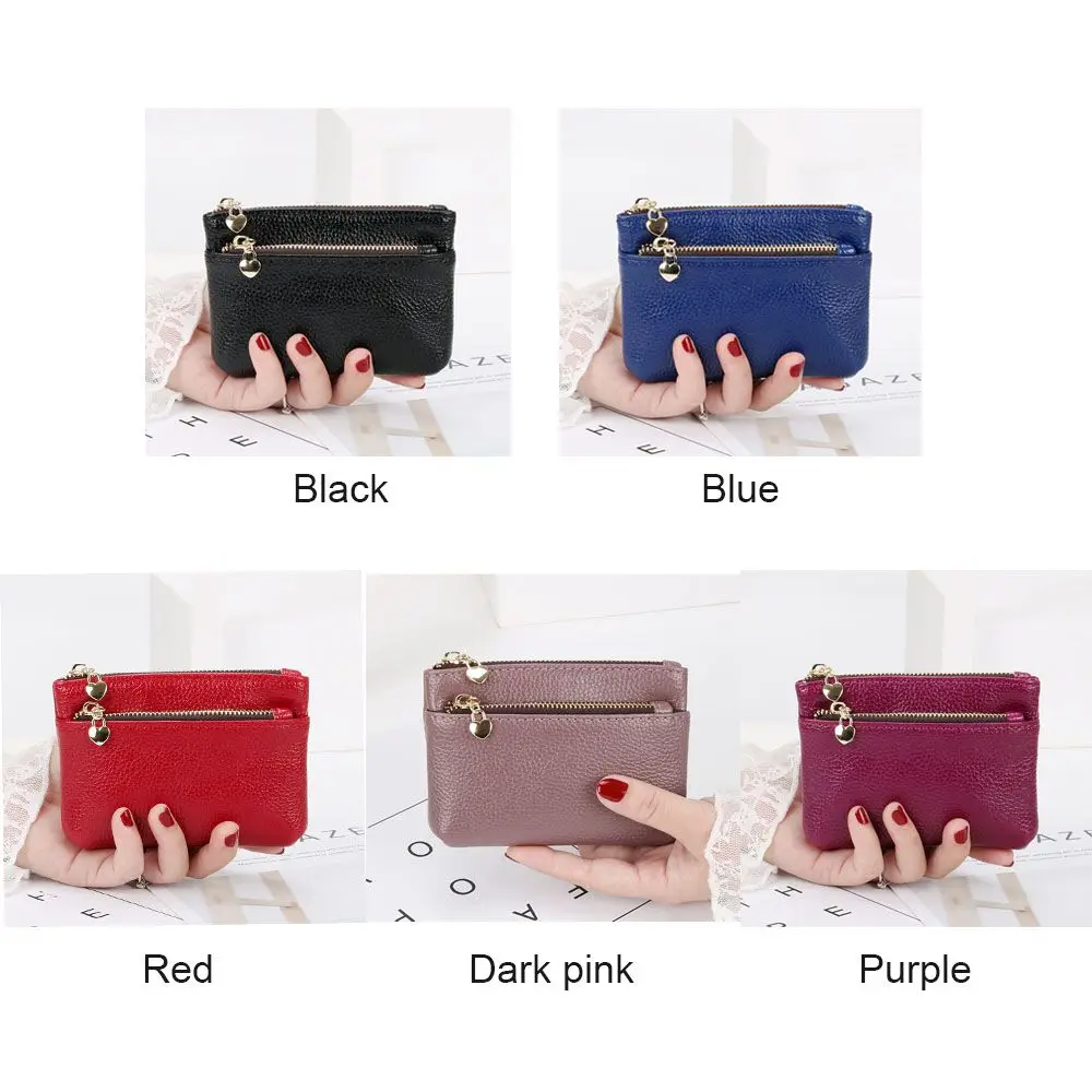 Women Mini Change Purses Leather Coin Purse Zipper Pouch Card Holder Wallet Kids Coin Pocket Wallets Key Chain Holder 6