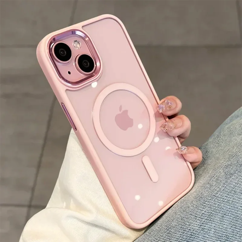 Magnetic Luxury Clear  Armor For Magsafe Wireless Charging Case for iPhone 16 15 14 13 12 11 Pro Max Shockproof Bumper Cover 6