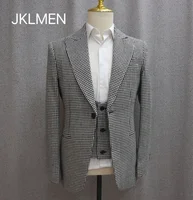 3 Pieces Wedding Prom Dress Slim Fitted  Plaid Blazer Sets Groom Men'S Suit Single Breasted Coat Pant Latest Design Luxury Wear 2