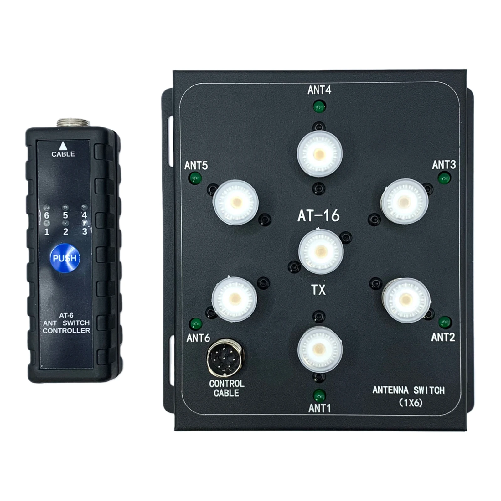 1.8MHz-55MHz AT-16 6방향 안테나 분배기 스위치 동축 원격 안테나 스위치 키트 컨트롤러가 있는 고출력 전송 도구