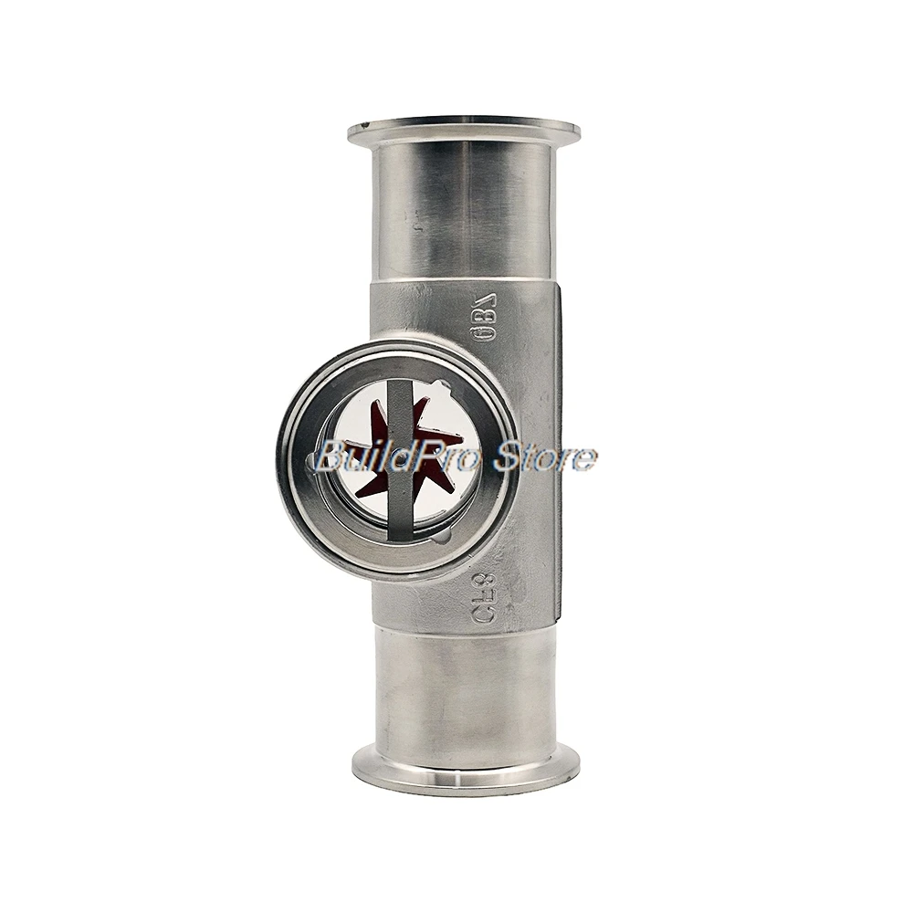 1.5"/2"304 Stainless Steel Window Flow Indicator with Impeller Observer,Three Clamp OD50.5-64mm, Flow Meter for Oil/Water/Liquid