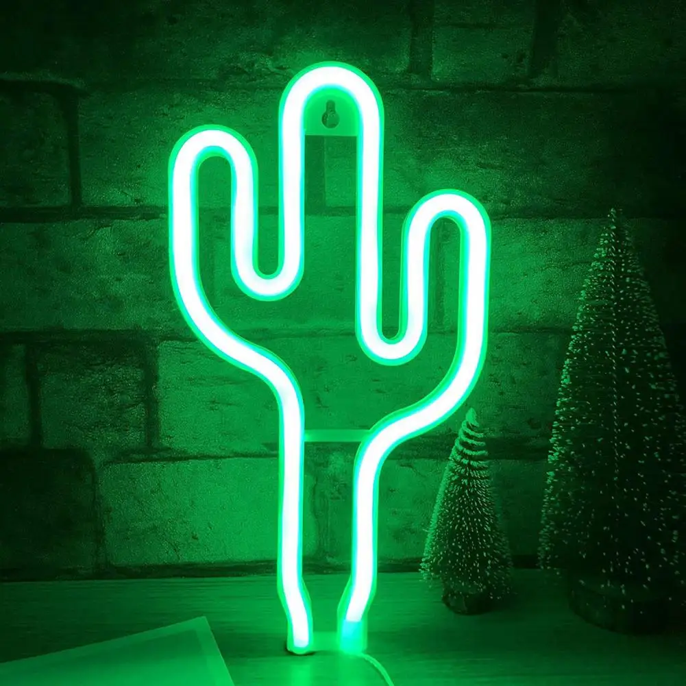 

Night Light Led Neon Light Wall Art Decoration for Christmas Tree Cactus Non-glaring Usb/battery Operated 3 Years Experience As