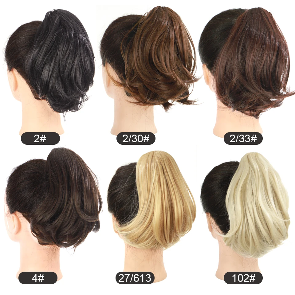 HUAYA Ponytail Synthetic Hair Short Straight Claw Clip Ponytail Hair Extensions Heat Resistant Pony Tail False