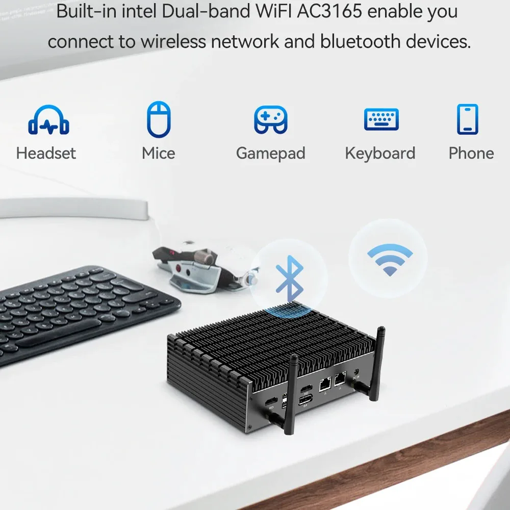 

Dual LAN Office Mini PC with Inter I7-1255U/I5-1335U Dual DDR4 Support Windows10/11 Linux WiFi Bluetooth4.2 Type-C Home Computer