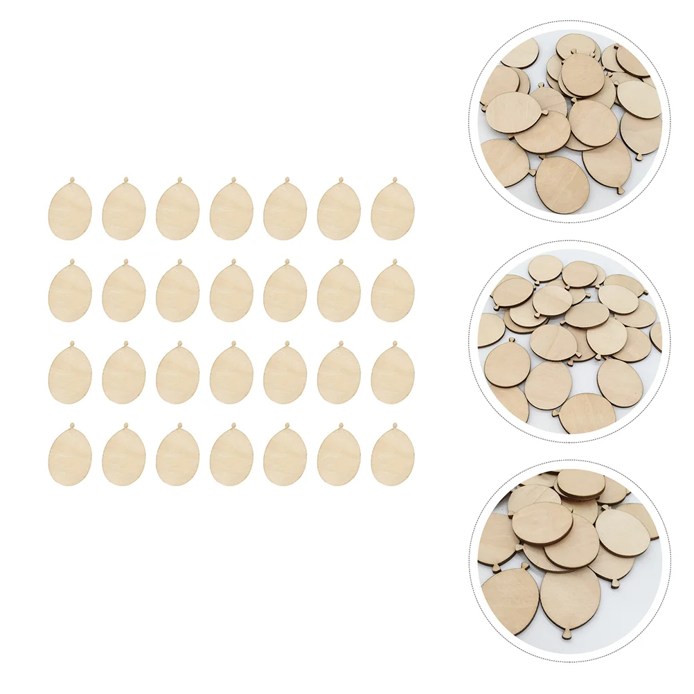 

100 Pcs Wood Chips Balloon Vintage Decor Christmas Tree Hanging Ornaments Wooden Cutout