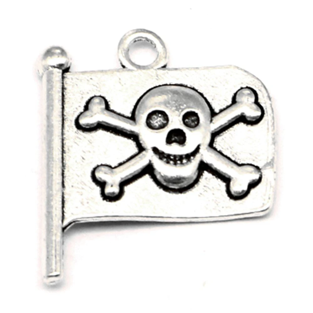 

10 pieces 18x21mm Skull and Bones Banner charms Jewelry making best gift