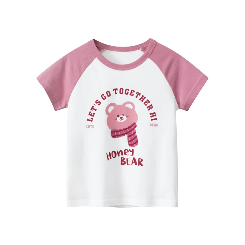 

2-7 Years Summer Girls T-shirt Honey Bear T-shirt for Girls Clothes