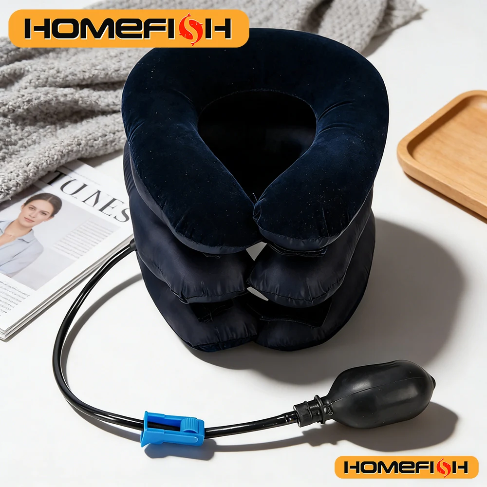 Inflatable Air Cervical Traction Neck Stretcher 1 Tube Orthopedic Pillow Collar Pain Relief Medical Tractor
