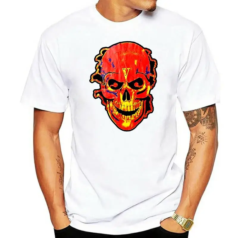 

Flame skull big V loose male T-shirt Black vest