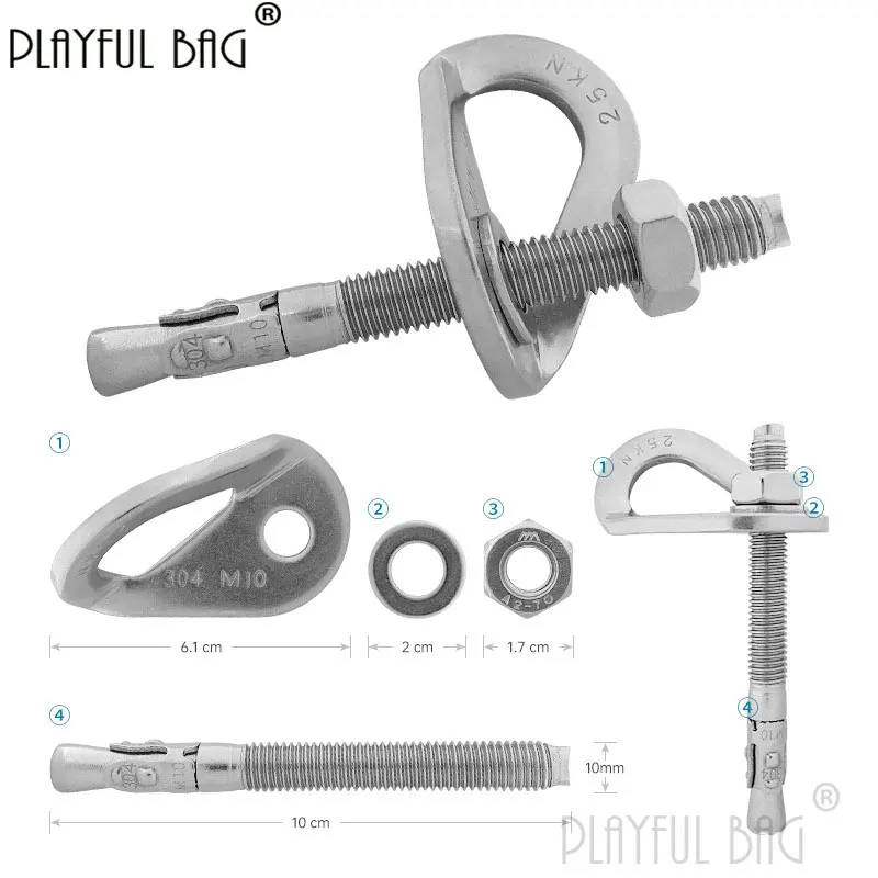 Outdoor Rock Climbing Piton M10 Rock Nail 10Mm Hole Acciaio Inossidabile 25Kn Climbing Sport Equipment Zl218