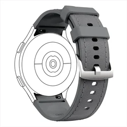 Premium Genuine - Like Leather Watch Strap with Secure Buckle - Classic and Durable Design - Galaxy Watch6 44mm (Dark Gray)