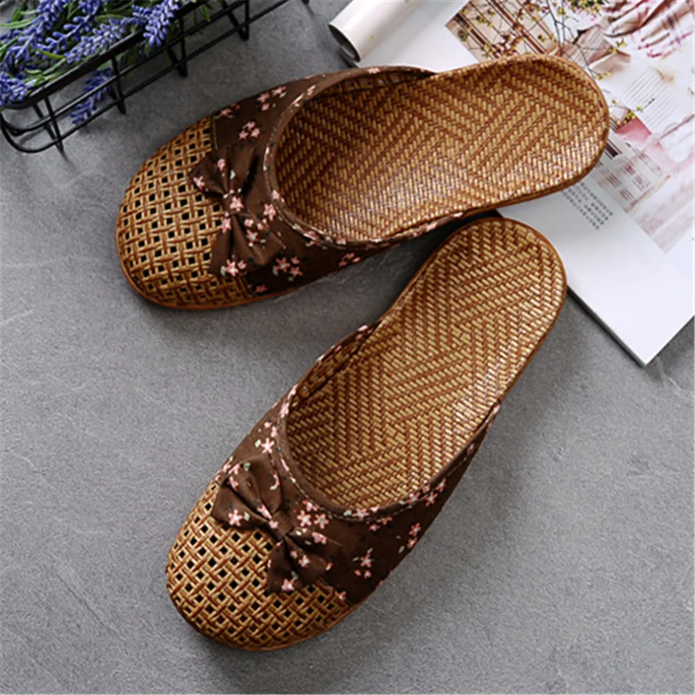 Summer Shose Women Slippers Beach Flip Flops Breathable Linen Flat Slippers Female Casual Flax Bow Ladies Slippers Sandals Shoes — view 4