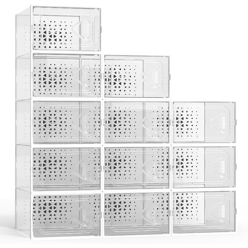 

X-Large Shoe Storage Organizer Boxes, Clear Shoe Boxes Stackable Shoe Organizer for Closet, Containers Bins with Lids