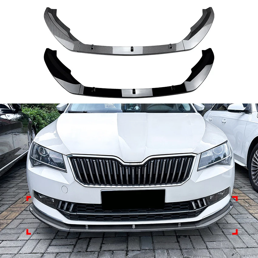 

Gloss Black Front Bumper Splitter Lip Spoiler Diffuser Guard Body Kit For Skoda Superb B8 2016 2017 2018 Exterior Modification