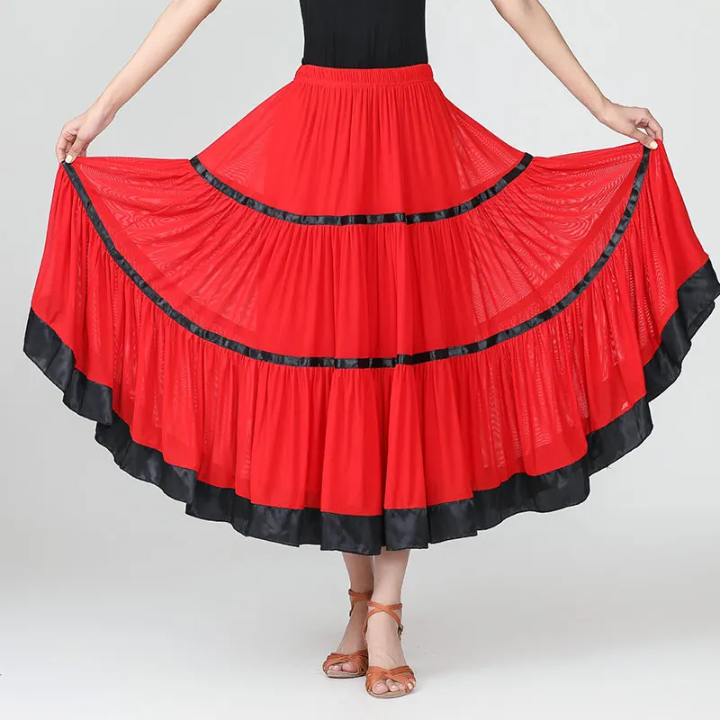 Modern Dance Skirt Women Ballroom Dance Competition Skirts Sexy Black