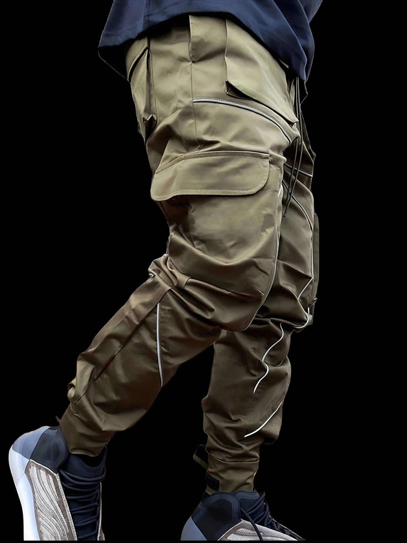 Description Picture 6 of itemAmerican sports overalls autumn and winter trendy brand multi-pocket casual nine-point pants drawstring outdoor fitness pants