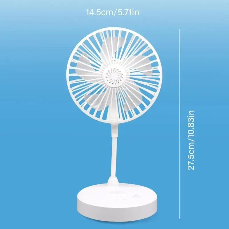 휴대용 저소음 데스크탑 팬 야외 책상 팬 LED 조명 데스크탑 조정 가능한 4 속도 USB 침실 D2RC 충전식