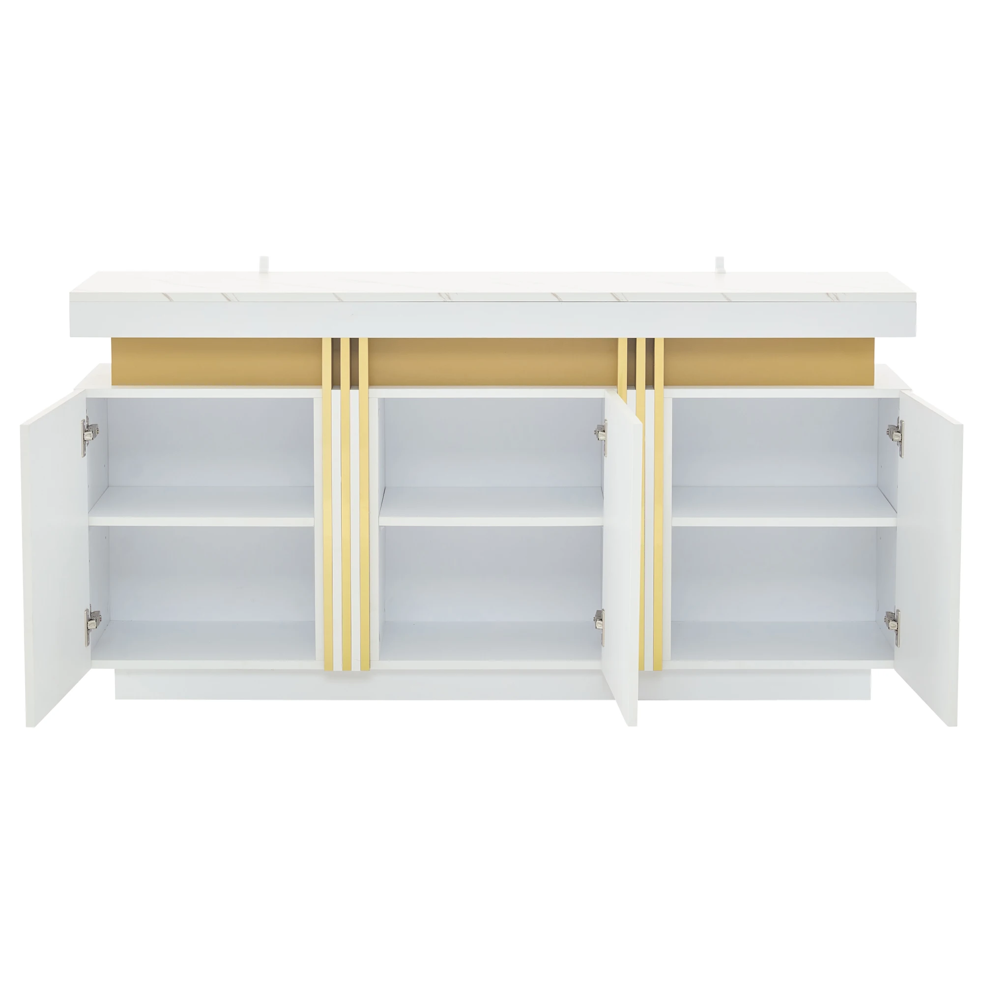 140 * 38 * 70 cm Modernes weißes Sideboard-Display, 3 Türen, Esszimmerschrank mit verstellbaren Trennwänden, perfekt für Küche, Wohnzimmer – Detail 21