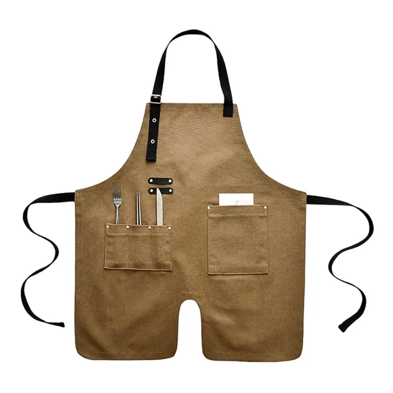 

Black Khaki Canvas Apron Florist Gardener Painter Artist Workwear Cafe Restaurant Barista Bartender Baker Pastry Chef Uniform F9