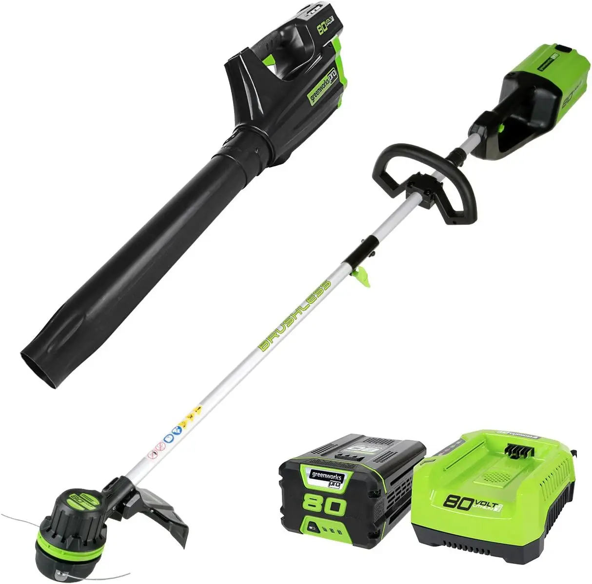 

Pro 80V Cordless Brushless String Trimmer + Leaf Blower Combo, 2Ah Battery and Charger Included STBA80L210