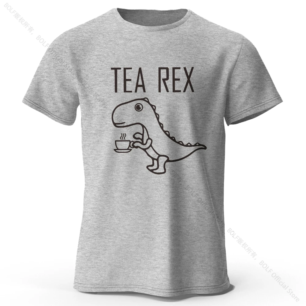Tea-Rex Dinosaur Graphic Unisex Cotton T-Shirt - Soft & Breathable Short Sleeve Tee