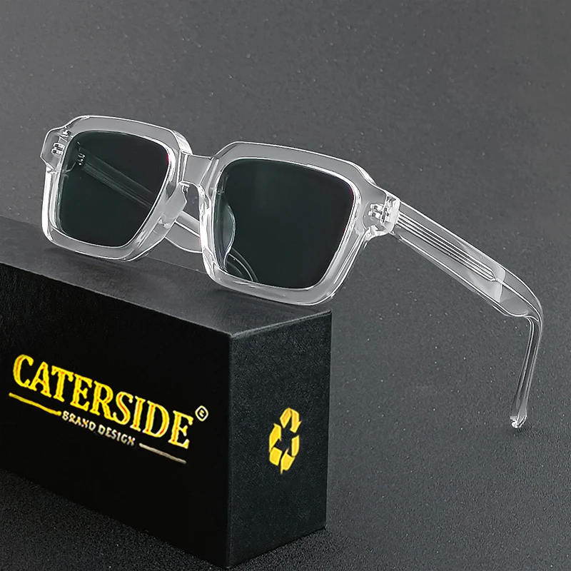 Caterside Square Retro Polarized Sunglasses Men Acetate Frame High