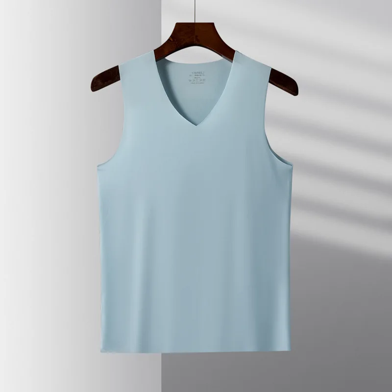 Men Ice Silk V Neck Breathable Summer Vest