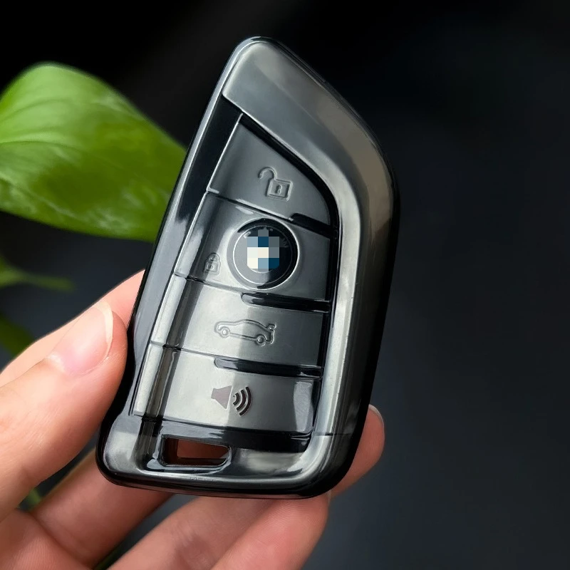 Transparente TPU-Autoschlüsselhülle für BMW - Kompatibel mit 1/3/5/X-Serie, I-Modelle | Schwarz-Weiß-Farbe | Schutzhülle für Schlüsselanhänger